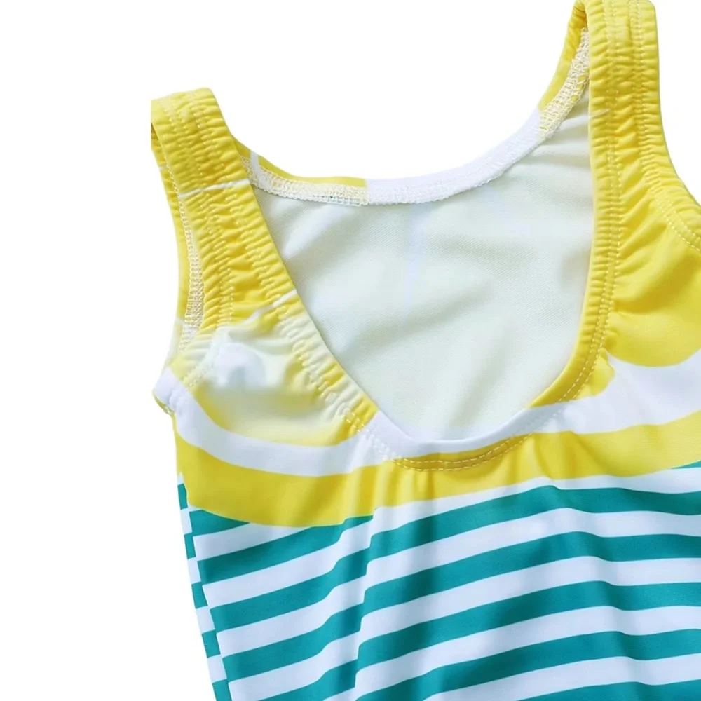 Baby Lemon Stripe Ruffled One Piece Swimsuit